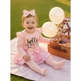 thumbnail image 5 of BemeyourBBs Newborn Hello I'm New Here Baby Girl Coming Home Outfits Letter Print Long Sleeve Romper Ruffle Shorts Skirt Headband Long Socks Set 4Pcs Spring Fall Winter Clothes, 5 of 9