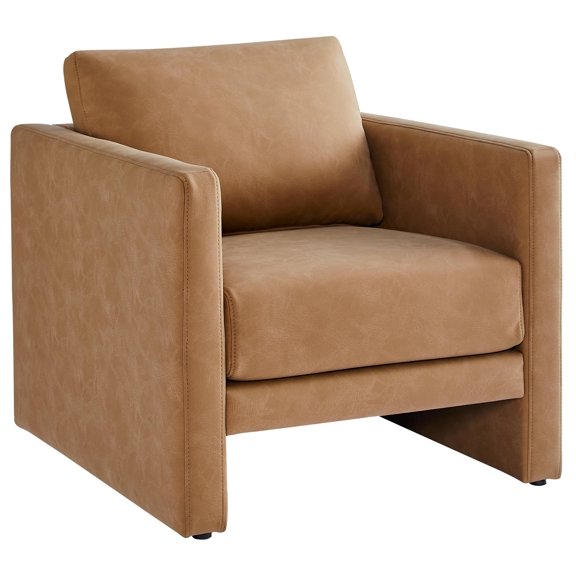 Comfort Pointe Tybee Honey Brown Faux Leather Modern Style Arm Chair