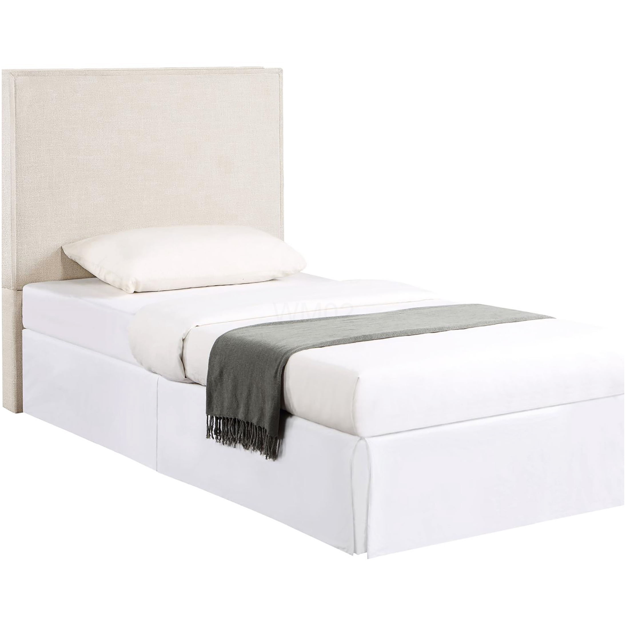 Modern Upholstered Bed Frame with Headboard, Sand Color Fabric, Minimalist Design for Queen King Full Twin Size