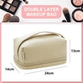 thumbnail image 2 of Creamy leather double-layer multi-color large-capacity storage bag for portable travel-Apricot, 2 of 5