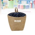 thumbnail image 4 of Tela de algodón maceta pequeños sacos colgando pequeña bolsa de almacenamiento de yute de rayas yute bolsa de almacenamiento colgante (punto azul), 4 of 5
