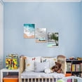 thumbnail image 6 of Teal Ocean Beach Canvas Wall Art Coastal Turquoise Pictures Bathroom Decor Palm Tree Paintings Sea Wave Blue Vocation Bus Artwork Framed for Bedroom Living Room Decor 12"x16"x3 Panels, 6 of 6