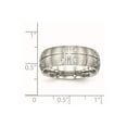 thumbnail image 4 of Stainless Steel Brushed Half Round/Grooved CZ Ring, 4 of 7