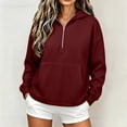 thumbnail image 2 of CHGBMOK Half Zip Hoodies for Women Long Sleeve Drop Shoulder Sweatshirt Loose Casual Pullover with Pocket, 2 of 6
