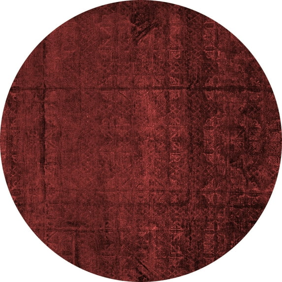 Ahgly Company Indoor Round Abstract Red Modern Area Rugs, 7' Round