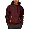 thumbnail image 2 of qolati Hoodies for Men Cargo Pullover Sweatshirt Hooded Lightweight Fashion Drawstring Fleece Winter Warm Athletic Workout Tops with Zipper Pockets Wine S, 2 of 4