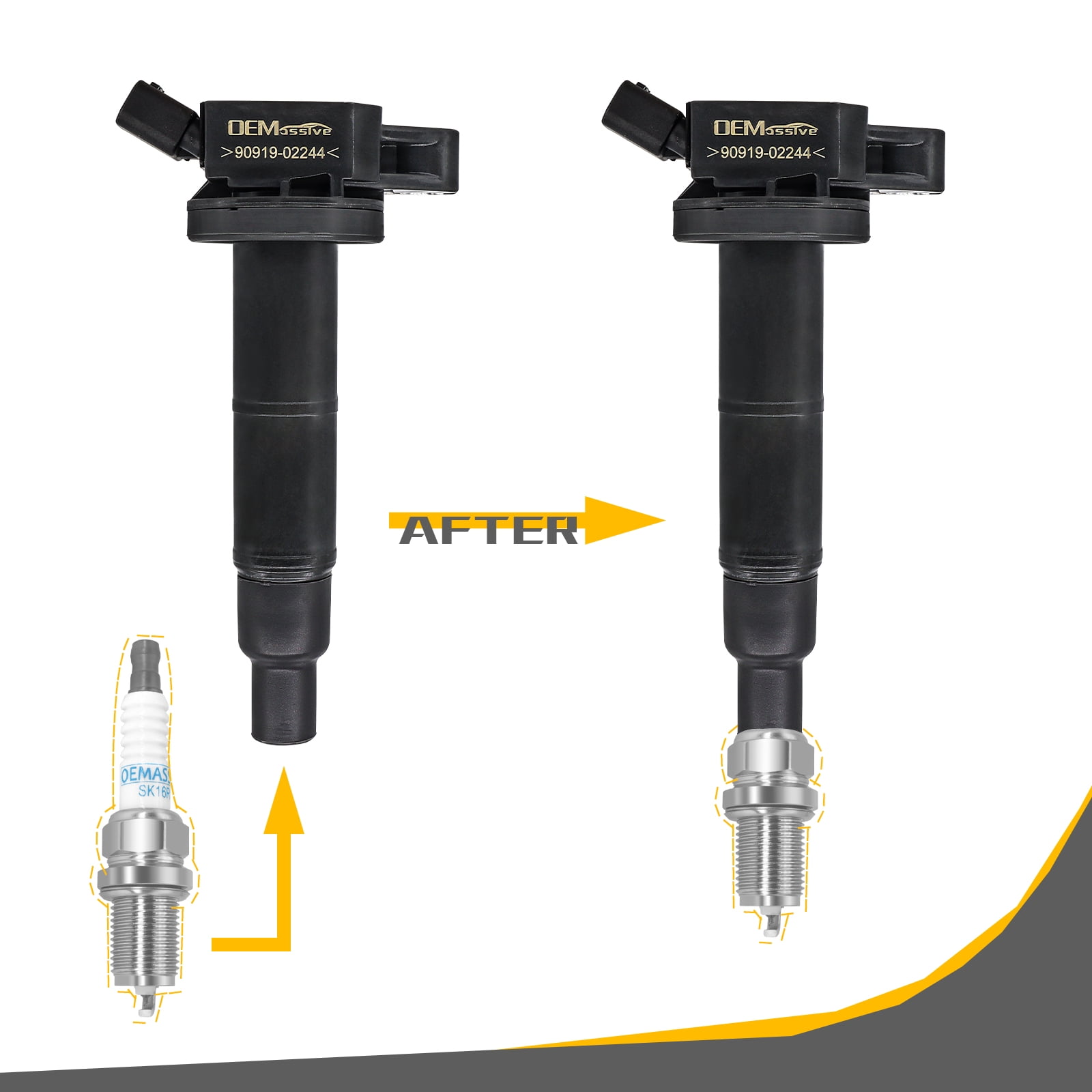 OEMASSIVE 4pcs Car Ignition Coils For Toyota Camry Corolla Highlander 90919-02244 673-1307