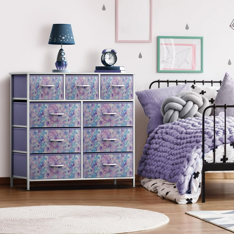 Sorbus Large 9 Drawer Dresser for Kids Bedroom Tie Dye Colors