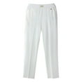 thumbnail image 4 of Likimi Womens Stretch Trousers Lightweight Comfortable Elastic Waist Solid Color Long Pants With Pocket Size 6Xl White, 4 of 4