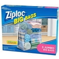 thumbnail image 2 of Ziploc® Big Bags, Jumbo, Secure Double Zipper, 3 ct, Expandable Bottom, Heavy-Duty Plastic, Built-In Handles, Flexible Shape to Fit Where Storage Boxes Can't, 2 of 5