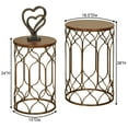 thumbnail image 3 of Alco Wooden & Metal Openwork Functional Nesting Tables Bronze Walnut Set of Two 24”H & 28”H Set of 2, 3 of 5