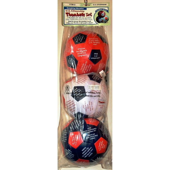 U.S. Citizenship Thumball 3 pc Set-6"
