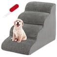 thumbnail image 5 of 4-Tier Foam Non-Slip Dog Steps with Washable Zippered Cover-Gray, Dog Stairs for Small Dogs, Dog Steps Stairs Ramps for High Bed Couch, 5 of 9