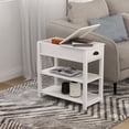 thumbnail image 2 of Gzxs Sofa Side Table Narrow End Desk with Drawer and Open Shelf, Flip Top Design for Bedroom Living Room, White, 2 of 6