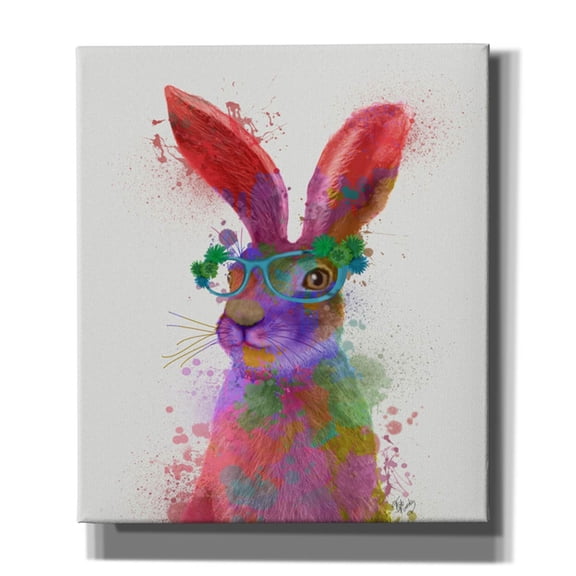 Epic Graffiti 'Rainbow Splash Rabbit 2, Portrait' by Fab Funky, Canvas Wall Art, 26"x30"