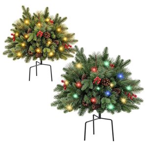 Christmas Urn Filler Set of 2 Pre-lit Outdoor Christmas Trees