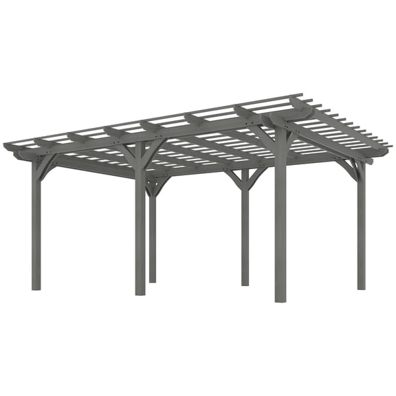 Homiyad 12' x 16' Outdoor Pergola, Wood Gazebo Grape Trellis with Stable Structure for Climbing Plant Support, Gray