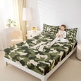 thumbnail image 4 of Feelyou Kid Monogrammed K Twin Sheet Sets, Kawaii Green Camo Bedding, 3 Pieces, 4 of 7
