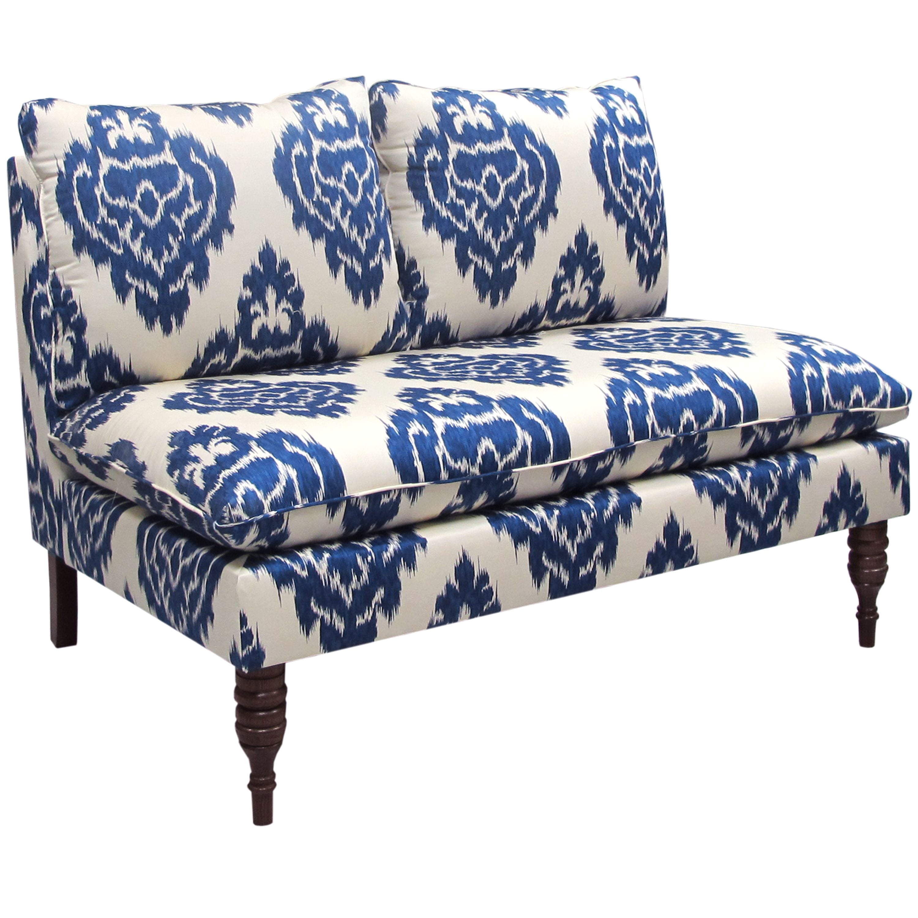 Armless Love Seat in Diamond Blue