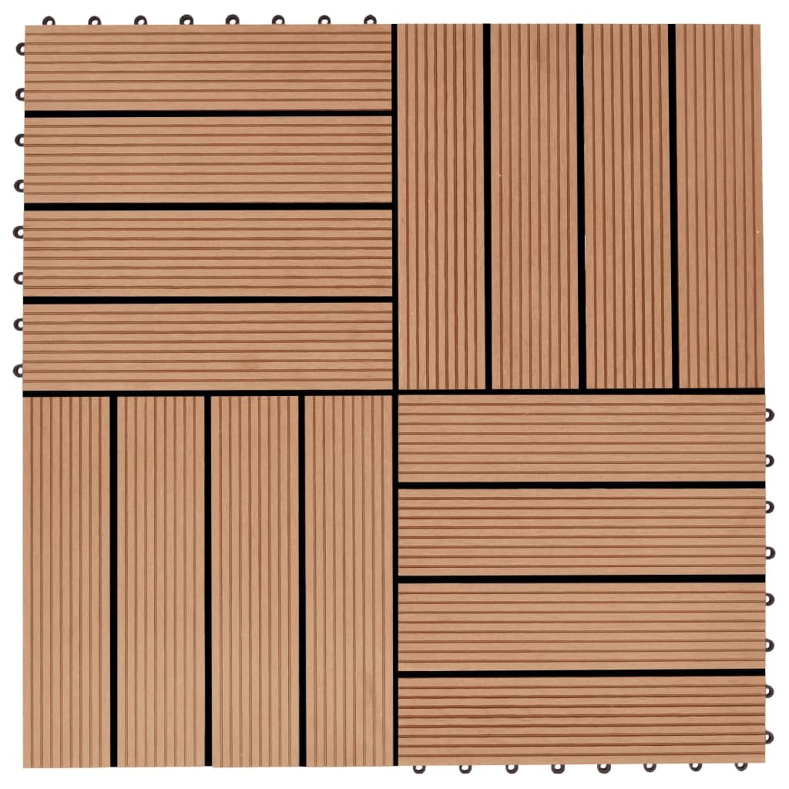 11 Tiles = 1SQM Pack of 11 Composite WPC Plastic Decking Tiles 