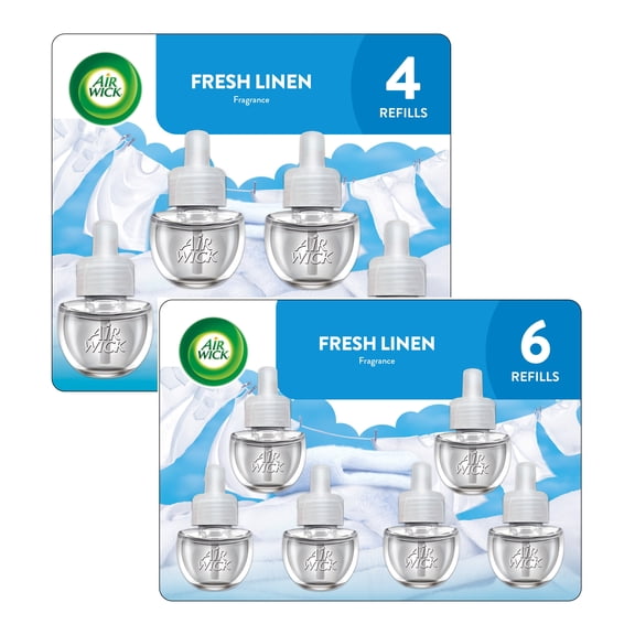 Air Wick Plug-In Scented Oil Air Freshener Warmer Refills, Fresh Linen, 10 Count (4 6)
