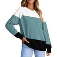 thumbnail image 2 of Abomasnow Womens Plus Size Sweatshirts Loose Fit Long Sleeve V Neck Sweatshirts Fall Winter Color Block Pullover Tops S-5XL, 2 of 5