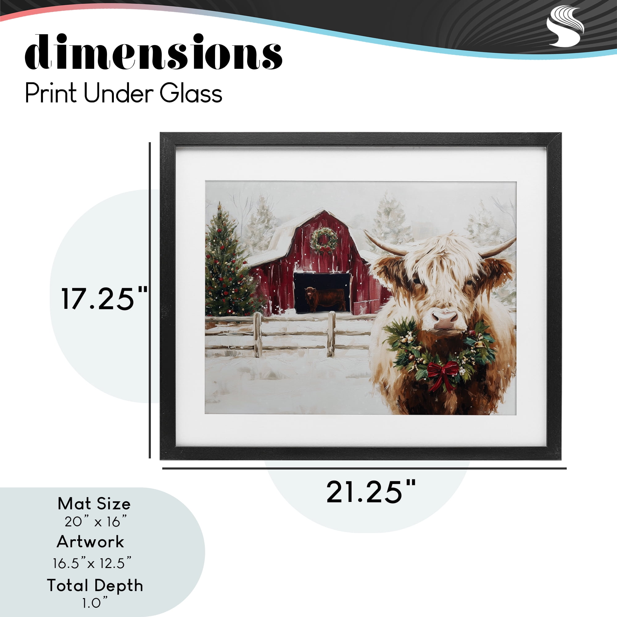 Stupell Industries Snowy Farm Scene Cattle Black Framed Print Under Glass, design by Acorn & Ivory Designs