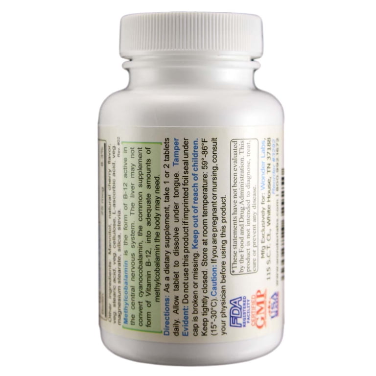 Wonder Laboratories Sublingual Vitamin B12 1000 mcg, B6 5 mg, Folic Acid 400 mcg, Biotin 25 mcg, 100 Tablets - Walmart.com Wonder Laboratories Sublingual Vitamin B12 1000 mcg, B6 5 mg, Folic Acid 400 mcg, Biotin 25 mcg, 100 Tablets - Walmart.com