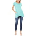 thumbnail image 4 of Women's A-Line Short Sleeve Relaxed Fit Round Neck Solid Tunic Top with Pockets, 4 of 4