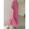thumbnail image 6 of ZANZEA Womens Dresses Short Sleeve O-Neck Buttons on the Back Puff Sleeve Dress, 6 of 13