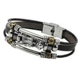 thumbnail image 3 of Naierhg Men's Vintage Punk Faux Leather Bracelet Dragon Head Charm Multilayer Bangle, 3 of 5