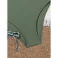 thumbnail image 5 of Girls 3pcs Bikini Set + Ruched Cover-up Skirt, Solid Fashion Bathing Suit Beach Pool Swimwear Cover-Up Set, 5 of 5