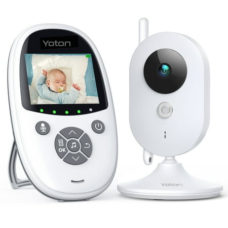 YOTON Video Baby Monitor with Camera, Auto Night Vision, 2 Way Talk, Lullabies with 2.4 GHz, White