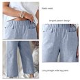 thumbnail image 3 of Las mujeres de pierna recta ancha pantalones de rayas de cintura elástica suelta ajuste cómodo pantalones casuales, 3 of 6