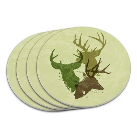 

Deer Heads Design Hunting Hunter Camo Coaster Set