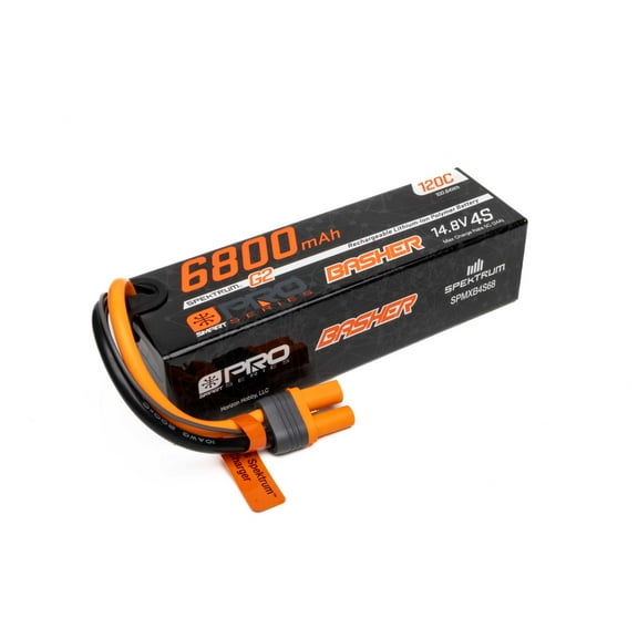 Spektrum Accessories 6800mAh 4S 14.8V Smart Pro Basher LiPo 120C IC5 SPMXB4S68 Car Batteries & Accessories