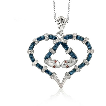 JewelersClub 1/4 Carat T.W. Multi-Color Diamond Sterling Silver Snake Heart Pendant