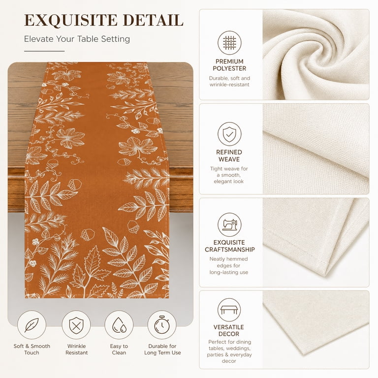 Sm:)e Orange Floral Fall Table Runner photo 3