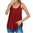thumbnail image 2 of QUINDOS Summer Shirts for Women Sports Red Solid Color Adjustable Camisole Loose Sleeveless Round Neck Camisole Tank Tops for Women, 2 of 6