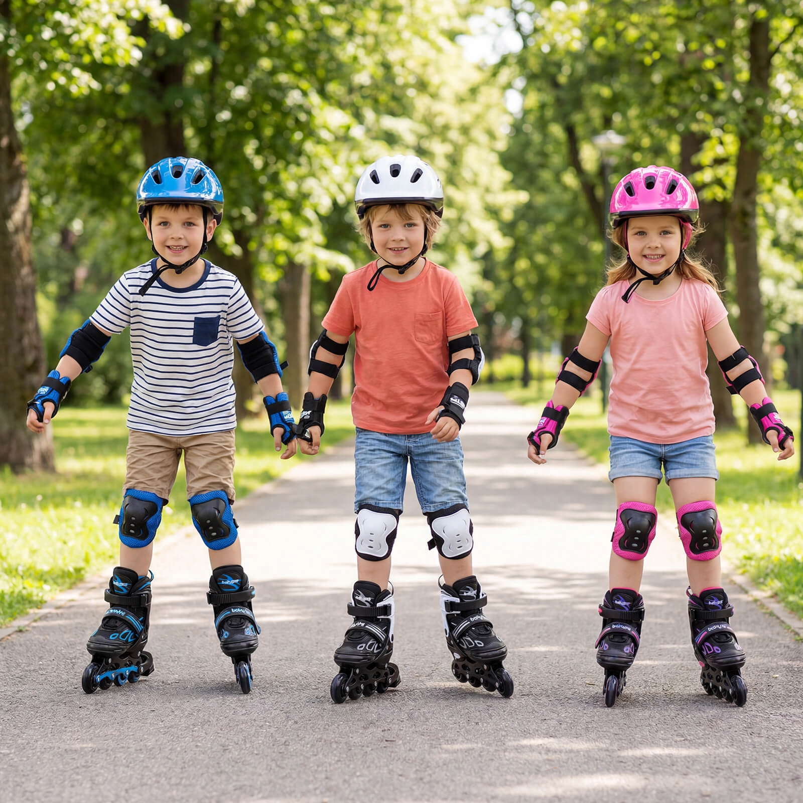 Babyjoy Kids’ Inline Skates for Boys Girls Ages 5-7, 4 Sizes Adjustable Blade Roller White & Black