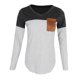 thumbnail image 1 of Camisa de gamuza a rayas de manga larga a la moda para mujer, blusa informal ajustada con parches L, 1 of 9