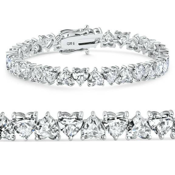 Pompeii 10 - 23Ct Heart Shape Diamond Tennis Bracelet 14k Gold 7" Lab Grown (F/G,VS1-VS2)