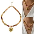 thumbnail image 2 of Elegant Heart Pendant Necklace Beaded Chain Necklace Natural Stones Necklace Elegant Party Jewelry for Fashion Outfits, 2 of 9