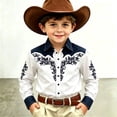 thumbnail image 2 of VOUZZA Boys 3D Western Cowboy Shirt Classic Rodeo Frontier Theme Printed Long Sleeve Button Down Collared Casual Blouse for Kids Ages 4-13, 2 of 4