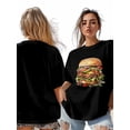 thumbnail image 7 of Women's T-Shirt Delicious Hamburg Short Sleeve Casual Tee Classic Crew Neck T Shirt for Women Black, M, 7 of 7