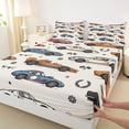 thumbnail image 4 of Manfei Sports Car Bed Sheets,Checkerboard Flag Full Size Sheets,Blue,4 Pieces,1 Flat Sheet, 1 Fitted Sheet and 2 Pillowcases, 4 of 6