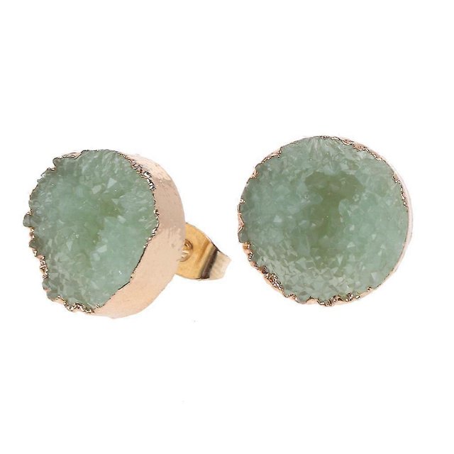 Pendientes Kawaii Yashi con forma de drusa de cuarzo sintético irregular color verde
