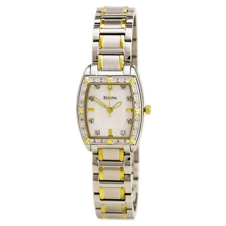 Bulova 98R159 Women's Diamond Accented Bezel White MOP Dial Steel Bracelet Watch