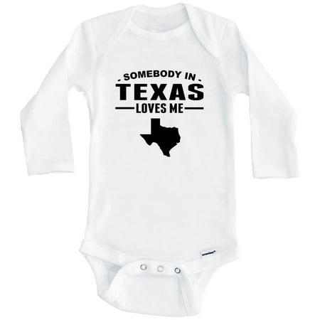

Somebody In Texas Loves Me One Piece Baby Bodysuit - Texas Baby Bodysuit (Long Sleeve) 3-6 Months White