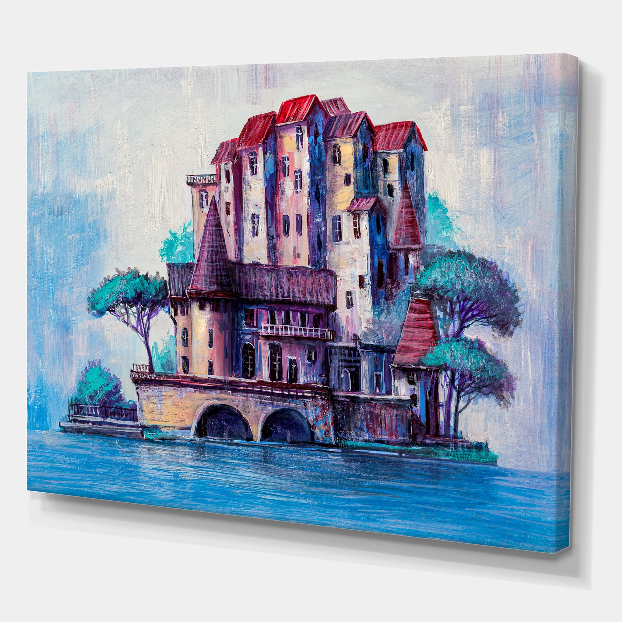 Designart ' Ancient City Skypscrapers By The Bridge ' Traditional Canvas Wall Art Print